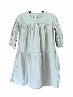 The Simple Folk Girls' Cream Tiered Puff-Sleeve Cotton Dress